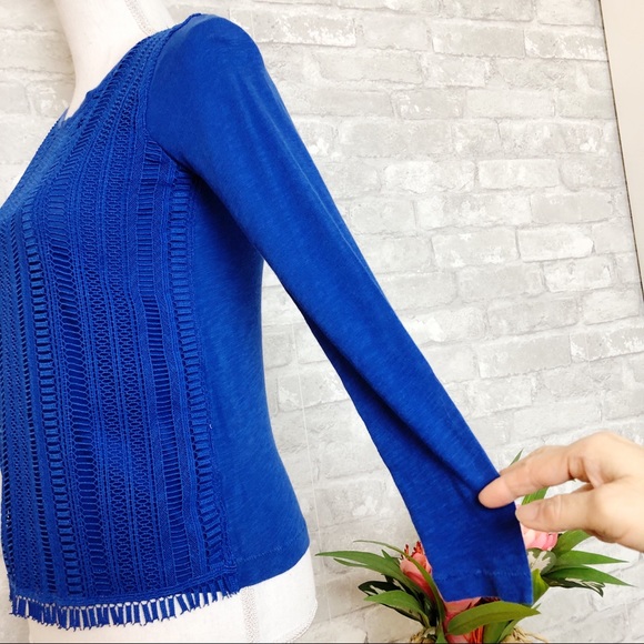 J.Crew | Blue Long Sleeve Scoop Neck Top Size XXS - Picture 7 of 12